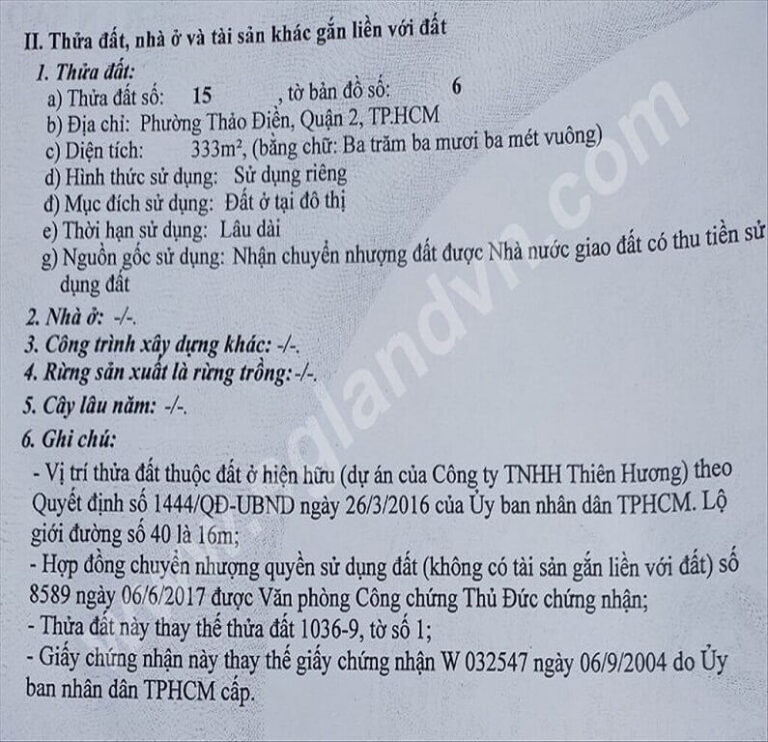 bán đất biệt thự phường thảo điền