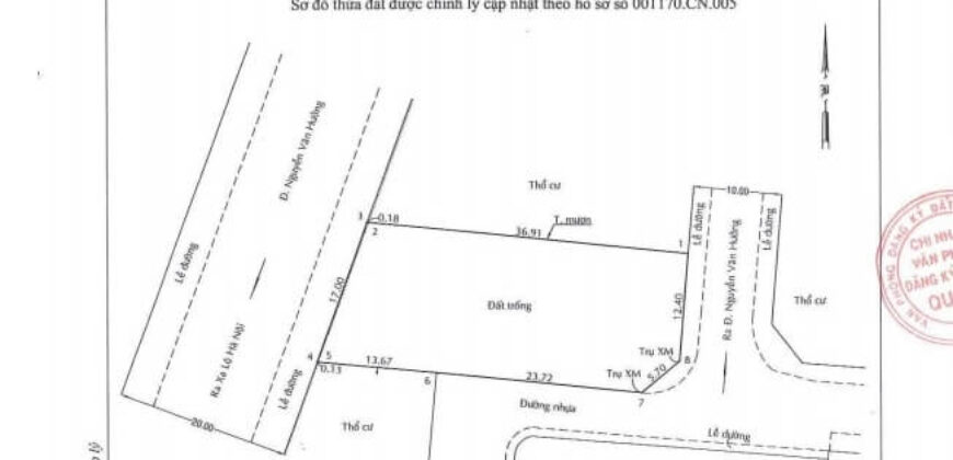 Bán đất mặt tiền đường Nguyễn Văn Hưởng